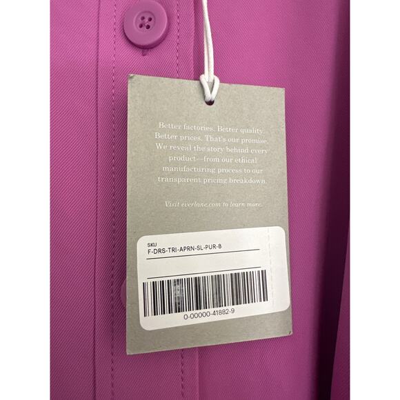 Everlane The Japanese Goweave Picnic Midi Dress Purple Fuchsia NEW Size 8 - Picture 11 of 14